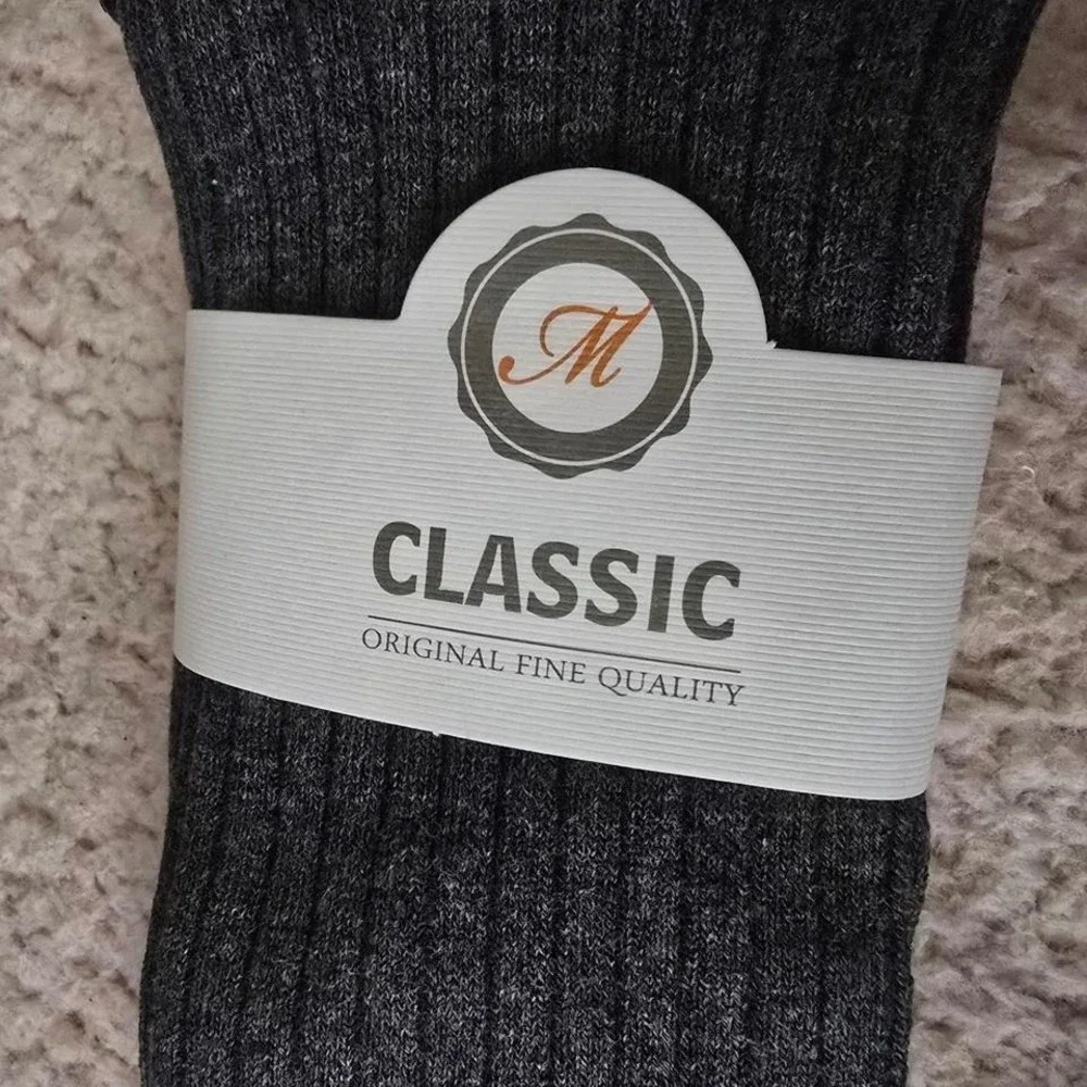 Classic‎ Charcoal Grey Ribbed Over The Knee Socks with Floral Lace Trim NWT